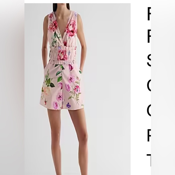 Floral V-Neck Smocked Waist Romper - Picture 1 of 3